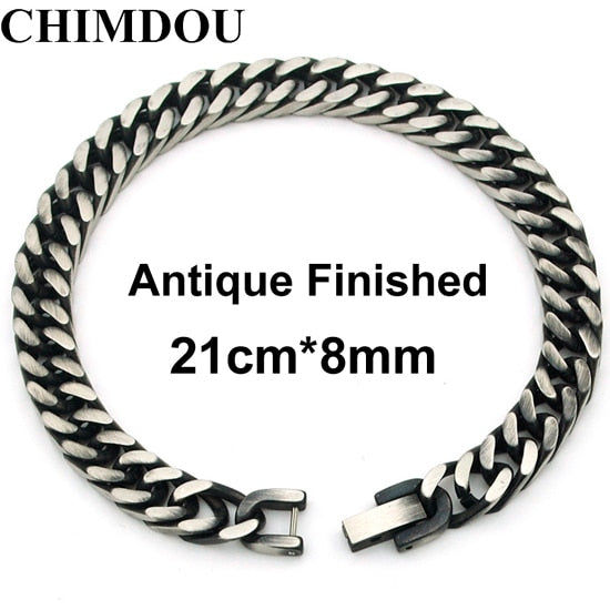 CHIMDOU Men Bracelet Silver Color / Gold Color Black Stainless Steel Bracelet & Bangle Male Accessory Hip Hop Party Rock Jewelry