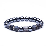 Lava Stone Natural Stone Beads Strand Bracelet for Men Crown Skull Pendant Charms Bracelet Male Jewelry Accessories Dropshipping