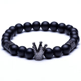 Lava Stone Natural Stone Beads Strand Bracelet for Men Crown Skull Pendant Charms Bracelet Male Jewelry Accessories Dropshipping
