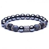 Lava Stone Natural Stone Beads Strand Bracelet for Men Crown Skull Pendant Charms Bracelet Male Jewelry Accessories Dropshipping