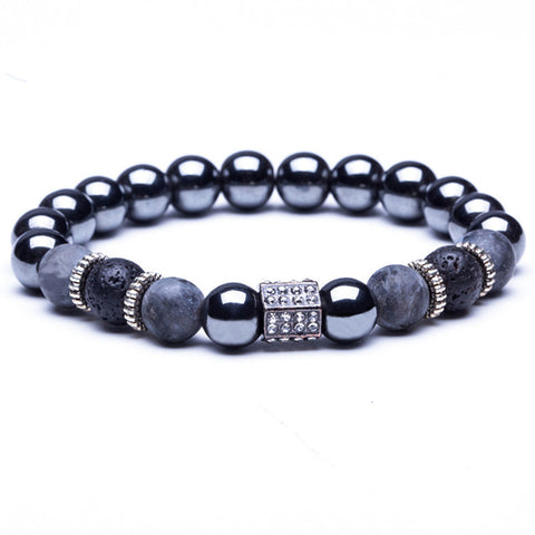 Lava Stone Natural Stone Beads Strand Bracelet for Men Crown Skull Pendant Charms Bracelet Male Jewelry Accessories Dropshipping