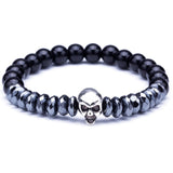 Lava Stone Natural Stone Beads Strand Bracelet for Men Crown Skull Pendant Charms Bracelet Male Jewelry Accessories Dropshipping