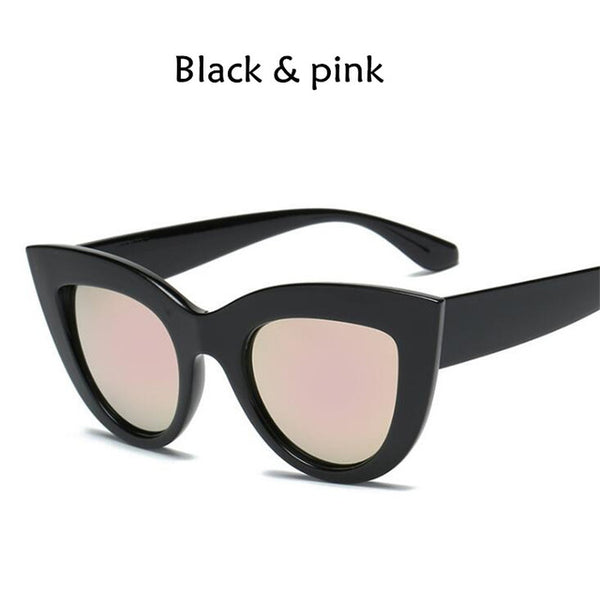 2018 New Cat Eye Women Sunglasses Tinted Color Lens Men Vintage Shaped Sun Glasses Female Eyewear Blue Sunglasses Brand Designer