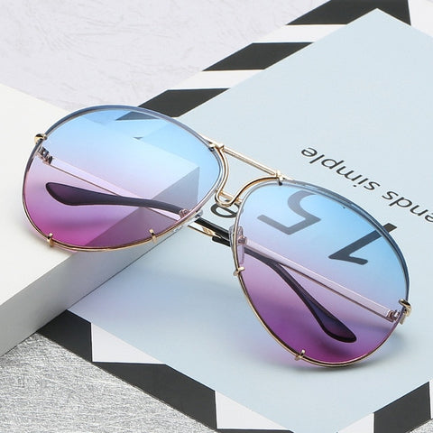 SOZO TU 2018 oversize sunglass women rimless Big Sunglasses Women Ladies Large Aviation Sunglasses Female Oversized Glasses