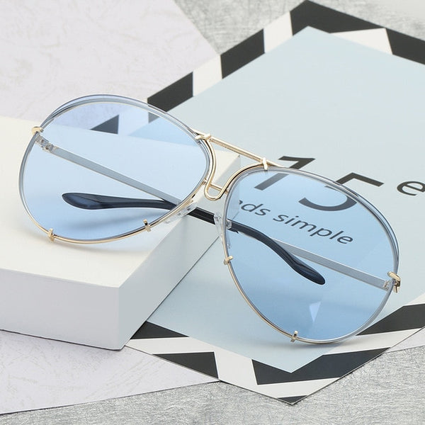 SOZO TU 2018 oversize sunglass women rimless Big Sunglasses Women Ladies Large Aviation Sunglasses Female Oversized Glasses