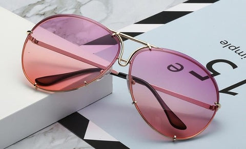 SOZO TU 2018 oversize sunglass women rimless Big Sunglasses Women Ladies Large Aviation Sunglasses Female Oversized Glasses