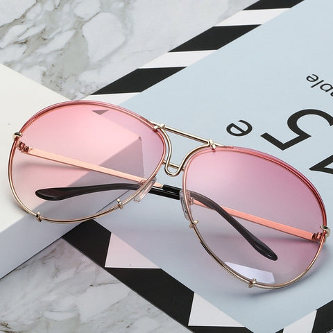 SOZO TU 2018 oversize sunglass women rimless Big Sunglasses Women Ladies Large Aviation Sunglasses Female Oversized Glasses