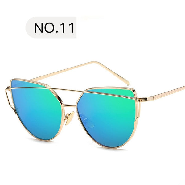 2018 Sunglasses Women Luxury Cat eye Brand Design Mirror  Rose New Gold Vintage Cateye Fashion sun glasses lady Eyewear