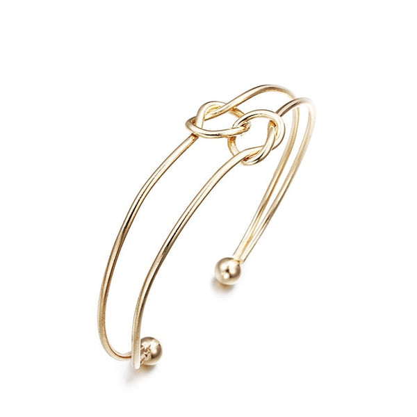 3Pcs/set Women's Fashion Punk Bracelet Simple Double Knot Loop Metal Chain Bracelet Bohemian Retro Jewelry Accessories NS16