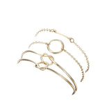 3Pcs/set Women's Fashion Punk Bracelet Simple Double Knot Loop Metal Chain Bracelet Bohemian Retro Jewelry Accessories NS16