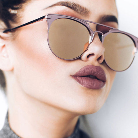 Luxury Vintage Round Sunglasses Women Brand Designer 2018 Cat Eye Sunglasses Sun Glasses For Women Female Ladies Sunglass Mirror