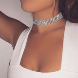 Crystal Rhinestone Choker Necklace Women Wedding Accessories Silver Chain Punk Gothic Chokers Jewelry Collier Femme kolye #95027