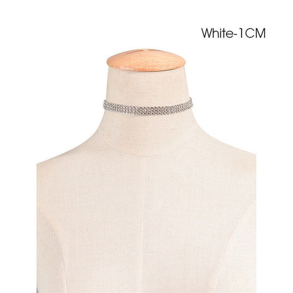 Crystal Rhinestone Choker Necklace Women Wedding Accessories Silver Chain Punk Gothic Chokers Jewelry Collier Femme kolye #95027