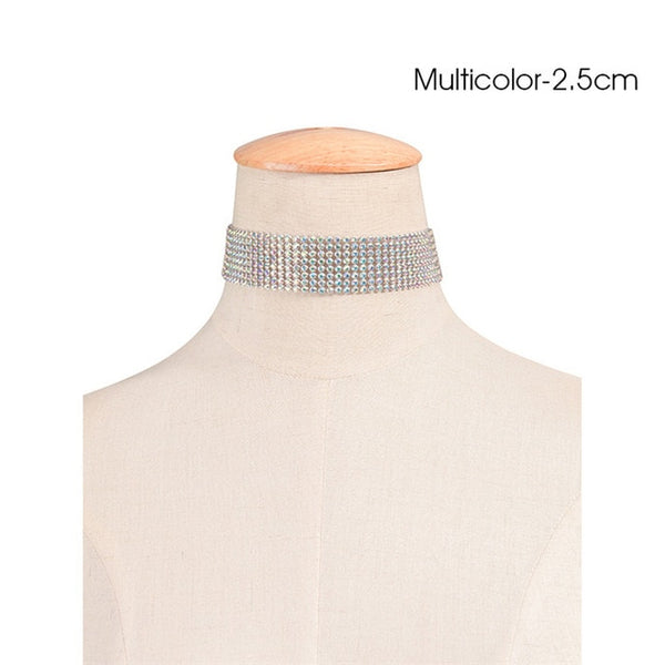 Crystal Rhinestone Choker Necklace Women Wedding Accessories Silver Chain Punk Gothic Chokers Jewelry Collier Femme kolye #95027