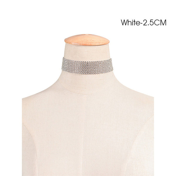 Crystal Rhinestone Choker Necklace Women Wedding Accessories Silver Chain Punk Gothic Chokers Jewelry Collier Femme kolye #95027