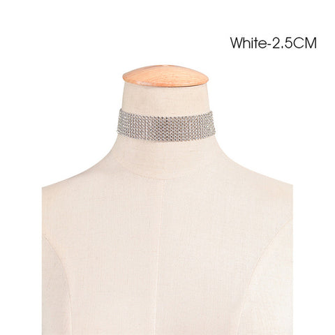 Crystal Rhinestone Choker Necklace Women Wedding Accessories Silver Chain Punk Gothic Chokers Jewelry Collier Femme kolye #95027