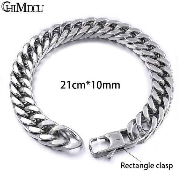 CHIMDOU Men Bracelet Silver Color / Gold Color Black Stainless Steel Bracelet & Bangle Male Accessory Hip Hop Party Rock Jewelry