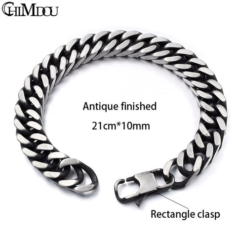 CHIMDOU Men Bracelet Silver Color / Gold Color Black Stainless Steel Bracelet & Bangle Male Accessory Hip Hop Party Rock Jewelry