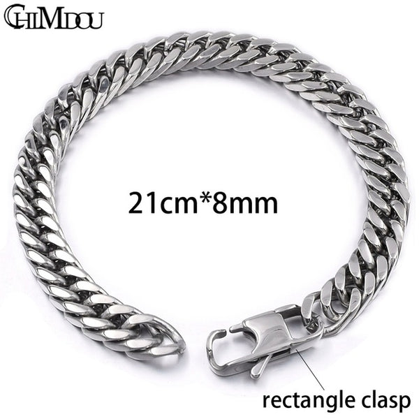 CHIMDOU Men Bracelet Silver Color / Gold Color Black Stainless Steel Bracelet & Bangle Male Accessory Hip Hop Party Rock Jewelry