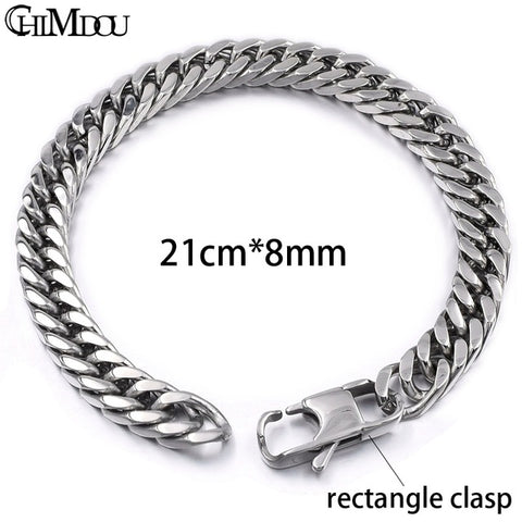 CHIMDOU Men Bracelet Silver Color / Gold Color Black Stainless Steel Bracelet & Bangle Male Accessory Hip Hop Party Rock Jewelry