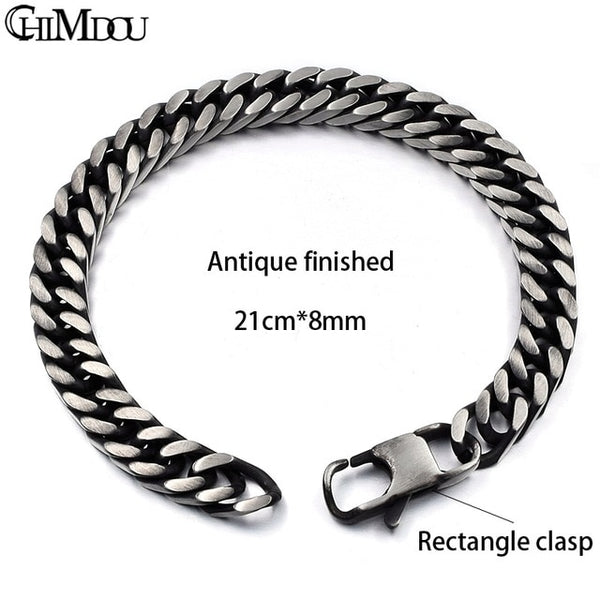 CHIMDOU Men Bracelet Silver Color / Gold Color Black Stainless Steel Bracelet & Bangle Male Accessory Hip Hop Party Rock Jewelry