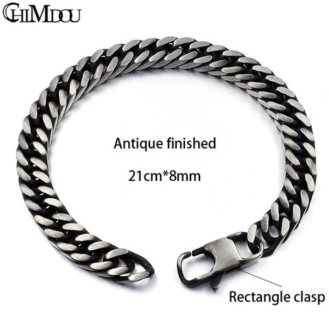 CHIMDOU Men Bracelet Silver Color / Gold Color Black Stainless Steel Bracelet & Bangle Male Accessory Hip Hop Party Rock Jewelry