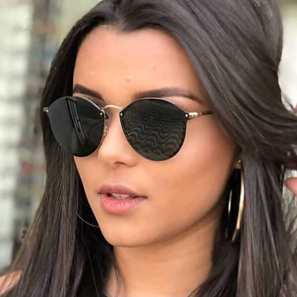 2019 Luxury Round Sunglasses Women Brand Designer CatEye Retro Rimless Sunglass Mirror Sun Glasses Female 2018 zonnebril dames