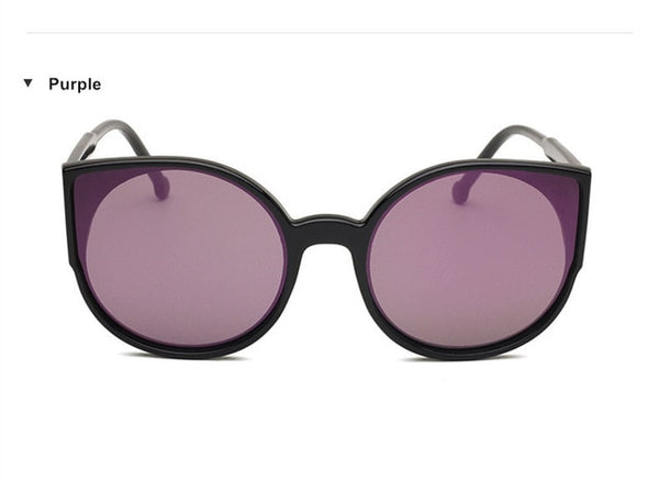 KUJUNY Classic Trend Cat Eye Sunglasses for Women Coating Reflective Mirror Sun Glasses Black Frame Eyewears Fashion Eyeglasses