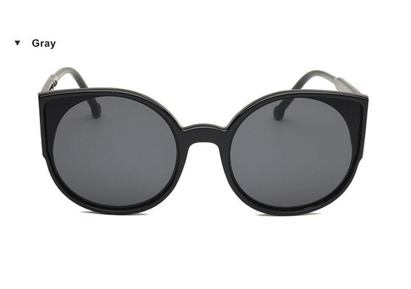 KUJUNY Classic Trend Cat Eye Sunglasses for Women Coating Reflective Mirror Sun Glasses Black Frame Eyewears Fashion Eyeglasses