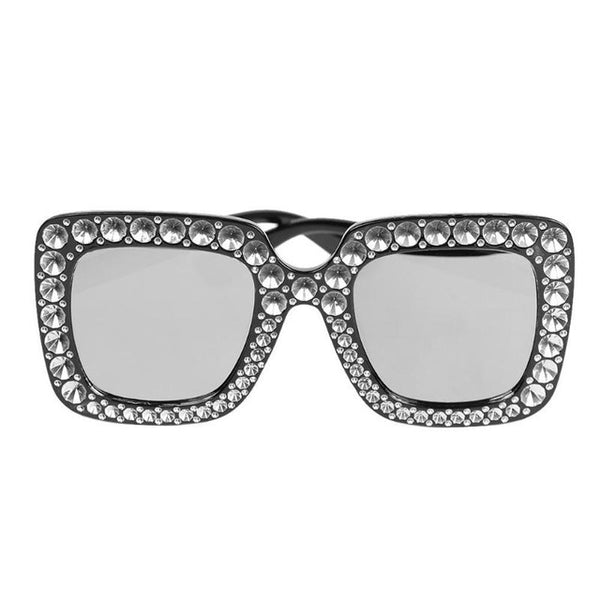 New Fashion Big Frame Dazzle Sunglasses Brand Designer Simulated Diamond Cool in Groove Oversize Vintage Sunglasses Women UV400