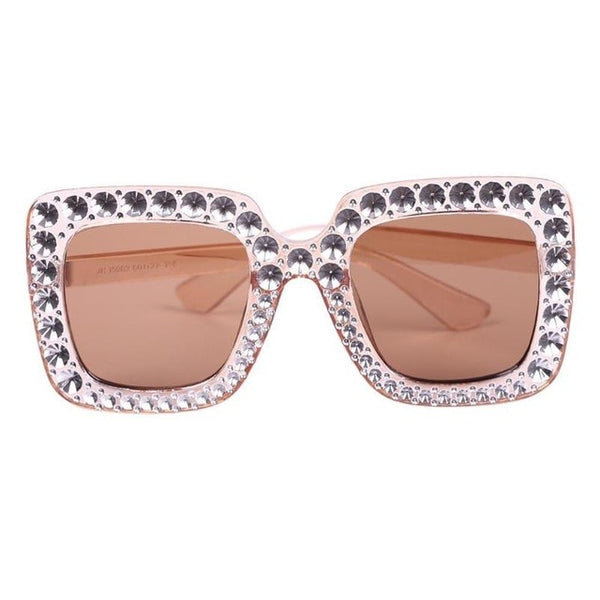 New Fashion Big Frame Dazzle Sunglasses Brand Designer Simulated Diamond Cool in Groove Oversize Vintage Sunglasses Women UV400