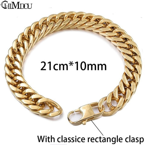 CHIMDOU Men Bracelet Silver Color / Gold Color Black Stainless Steel Bracelet & Bangle Male Accessory Hip Hop Party Rock Jewelry