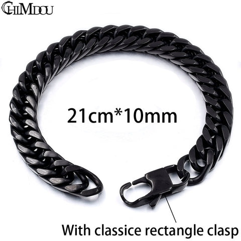 CHIMDOU Men Bracelet Silver Color / Gold Color Black Stainless Steel Bracelet & Bangle Male Accessory Hip Hop Party Rock Jewelry