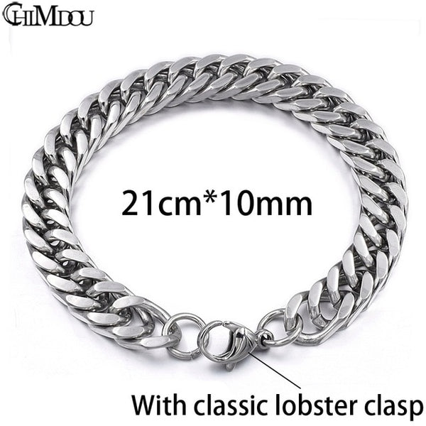 CHIMDOU Men Bracelet Silver Color / Gold Color Black Stainless Steel Bracelet & Bangle Male Accessory Hip Hop Party Rock Jewelry