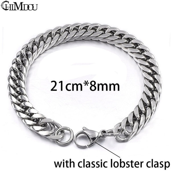 CHIMDOU Men Bracelet Silver Color / Gold Color Black Stainless Steel Bracelet & Bangle Male Accessory Hip Hop Party Rock Jewelry