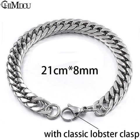 CHIMDOU Men Bracelet Silver Color / Gold Color Black Stainless Steel Bracelet & Bangle Male Accessory Hip Hop Party Rock Jewelry