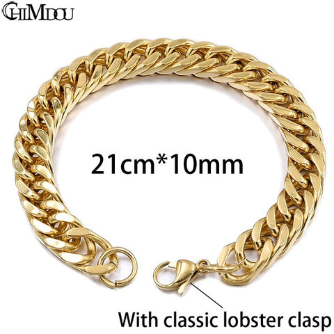 CHIMDOU Men Bracelet Silver Color / Gold Color Black Stainless Steel Bracelet & Bangle Male Accessory Hip Hop Party Rock Jewelry