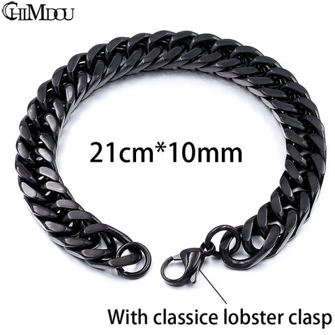 CHIMDOU Men Bracelet Silver Color / Gold Color Black Stainless Steel Bracelet & Bangle Male Accessory Hip Hop Party Rock Jewelry
